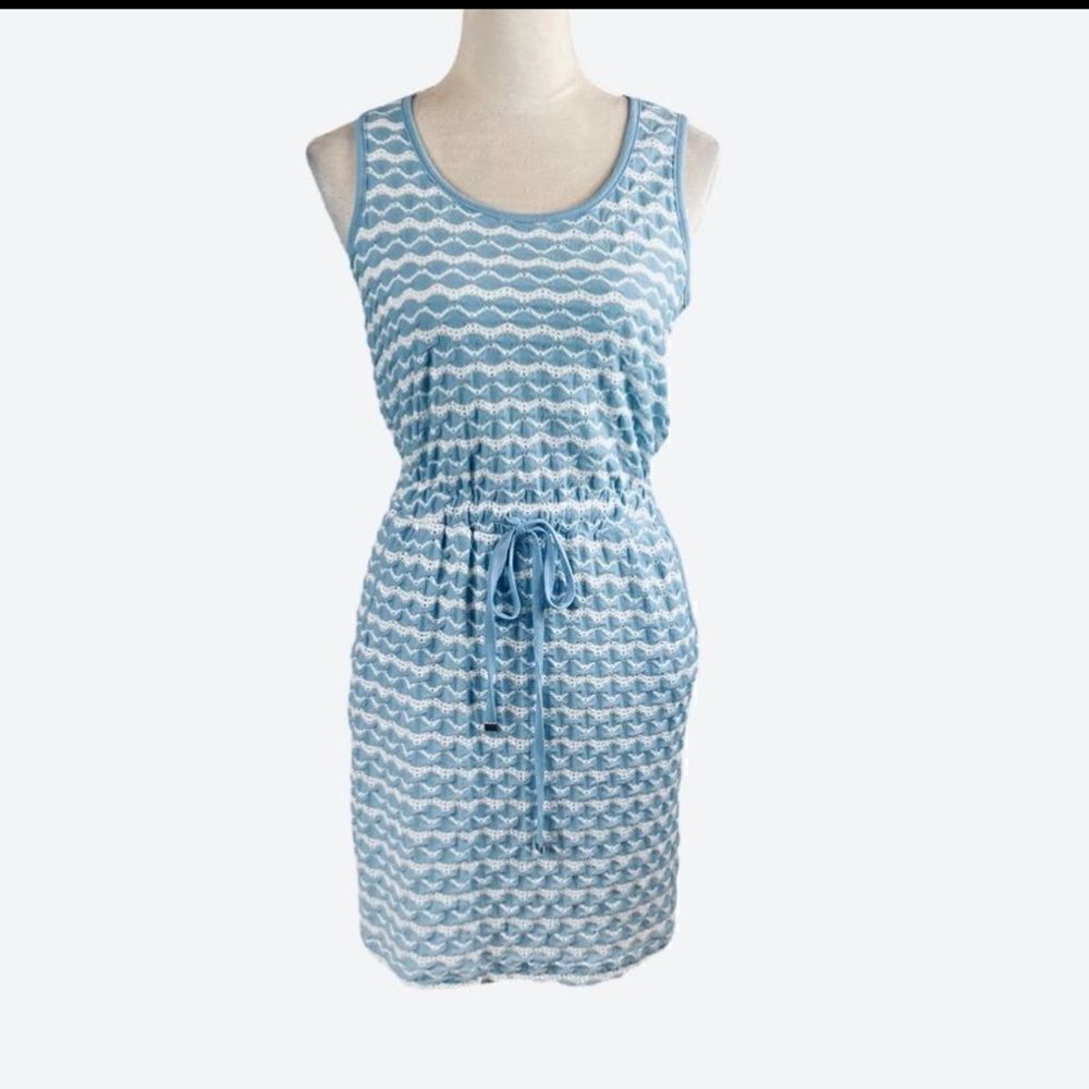 Eci Light Blue And White Sleeveless Dress, Size S‎